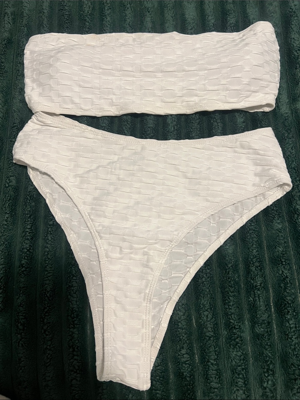 SHEIN White Textured Bandeau Bikini Set